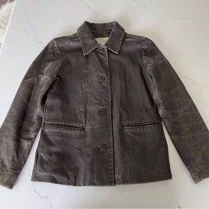 Eddie Bauer vintage Brown Leather Jacket Classic Style